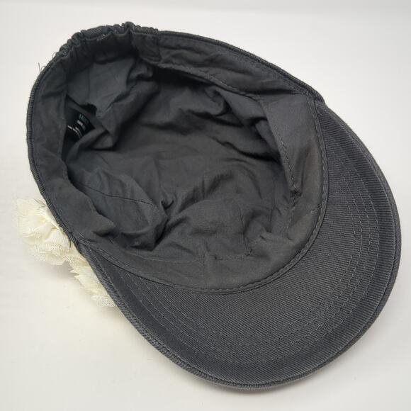Mixit Cadet Army Cap Gray One Size Stretchable Rhinestone Flower Blank - Picture 7 of 10